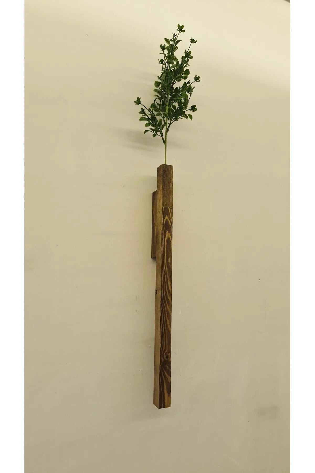 Dekoratif Ahşap Çiçeklik Duvar Dekoru Rustik Çiçeklik Yapay Çiçek Ev Antre Balkon Saksılık 50cm