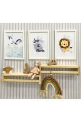 Masif Ahşap Montessori Kitaplık Çocuk Bebek Odası Rafı Duvar Rafı Askılık Duvar Dekoru 60x9cm 2 Adet