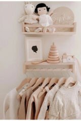 Masif Ahşap Montessori Kitaplık Çocuk Bebek Odası Rafı Duvar Rafı Askılık Duvar Dekoru 60x9cm 2 Adet