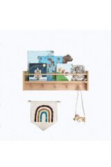 Masif Ahşap Montessori Çocuk Bebek Odası Rafı Ahşap Askılık Duvar Dekoru 50 cm