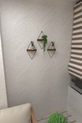 3 Lü Lüks Doğal Masif Ahşap Dekoratif Üçgen Raf Balkon Tanzim Çiçeklik Saksılık