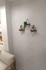 3 Lü Lüks Doğal Masif Ahşap Dekoratif Üçgen Raf Balkon Tanzim Çiçeklik Saksılık