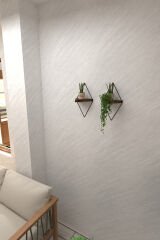 2 Li Lüks Doğal Masif Ahşap Dekoratif Üçgen Raf Balkon Tanzim Çiçeklik Saksılık