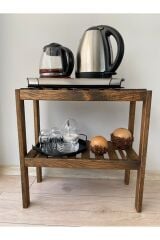 Aa Kalite Doğal Masif Kitaplık 2 Katlı Raf Çiçeklik Oturma Odası Havluluk Ev Hediyesi Yan Sehpa