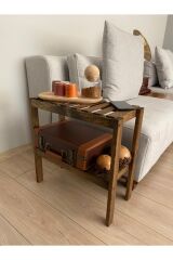 Aa Kalite Doğal Masif Kitaplık 2 Katlı Raf Çiçeklik Oturma Odası Havluluk Ev Hediyesi Yan Sehpa