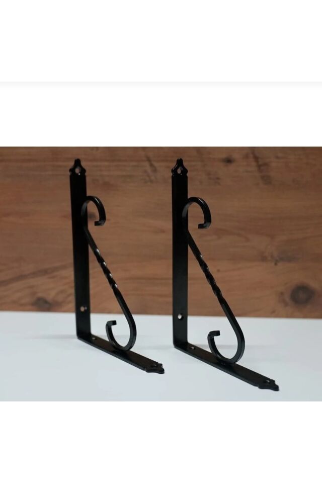  Ferforje Ayaklı Dekoratif Ahşap Duvar Rafı