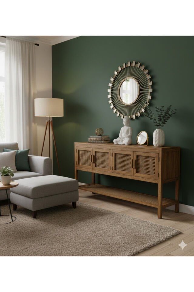  North Masif Ahşap Hazeran Detaylı Konsol Eskitme Büfe