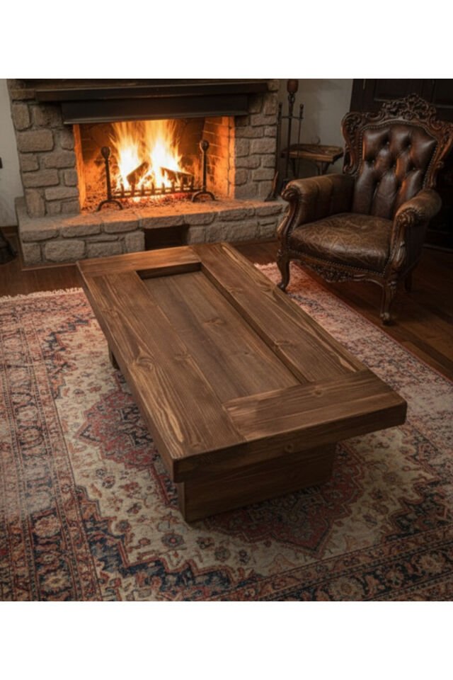  Masif Doğal Ahşap Kütük Orta Sehpa Havuz Sehpa