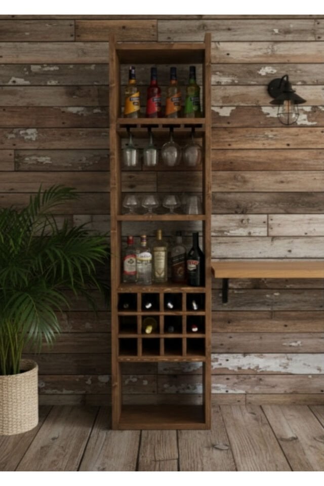 Masif Ahşap Bar Dolabı Büfe