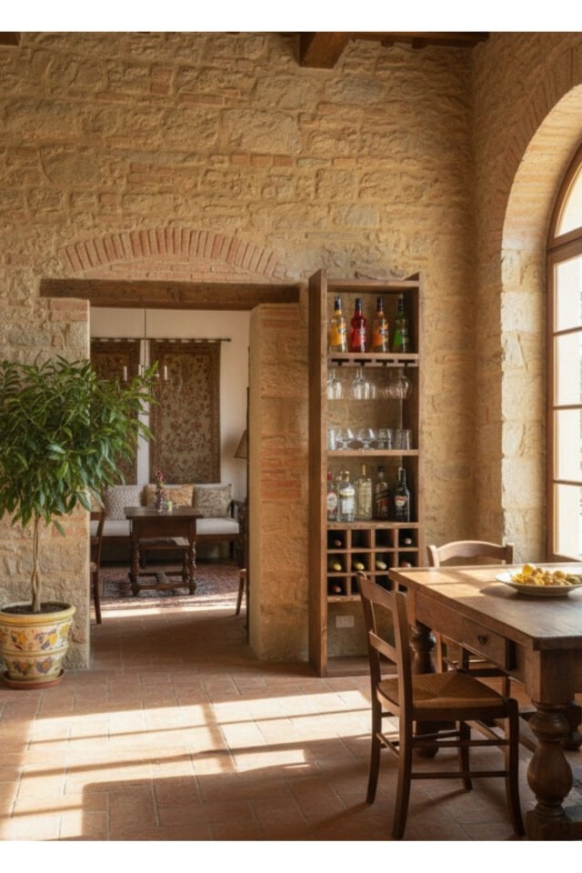  Masif Ahşap Bar Dolabı Büfe