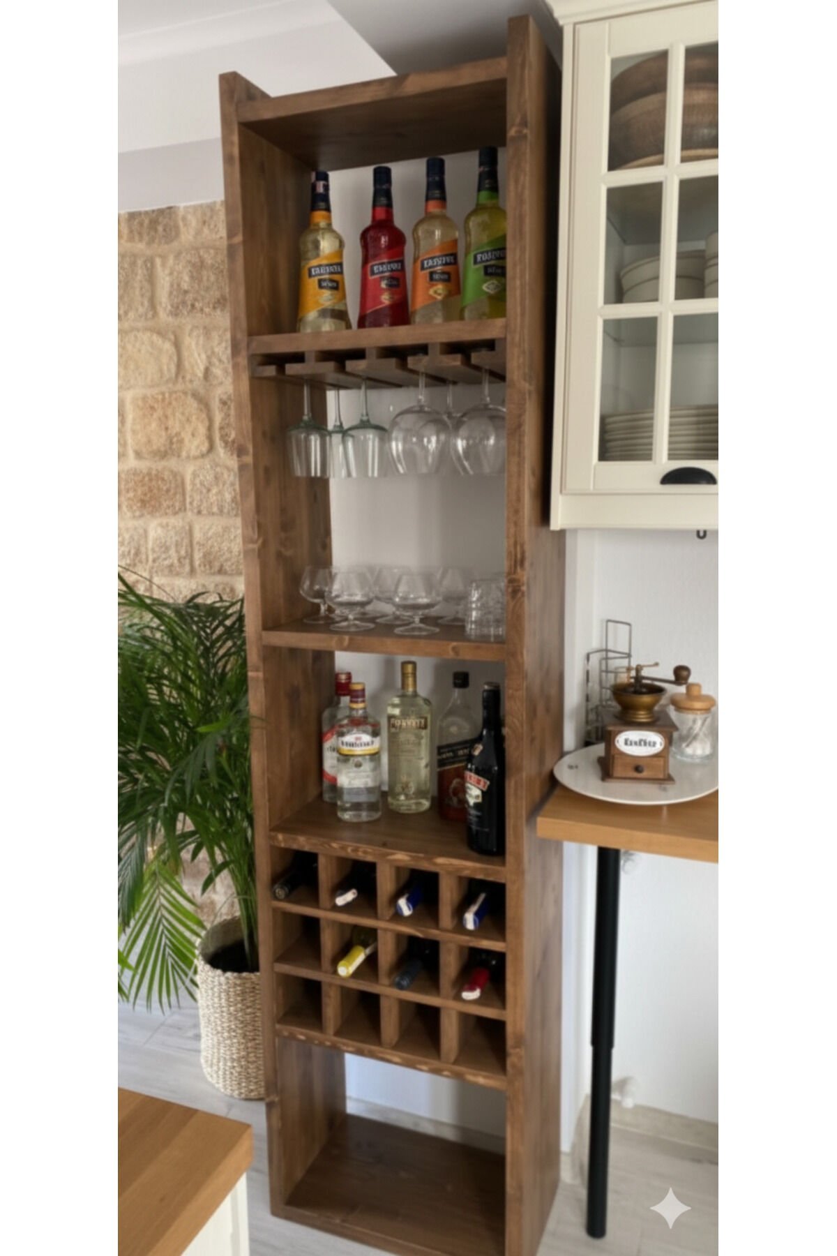  Masif Ahşap Bar Dolabı Büfe