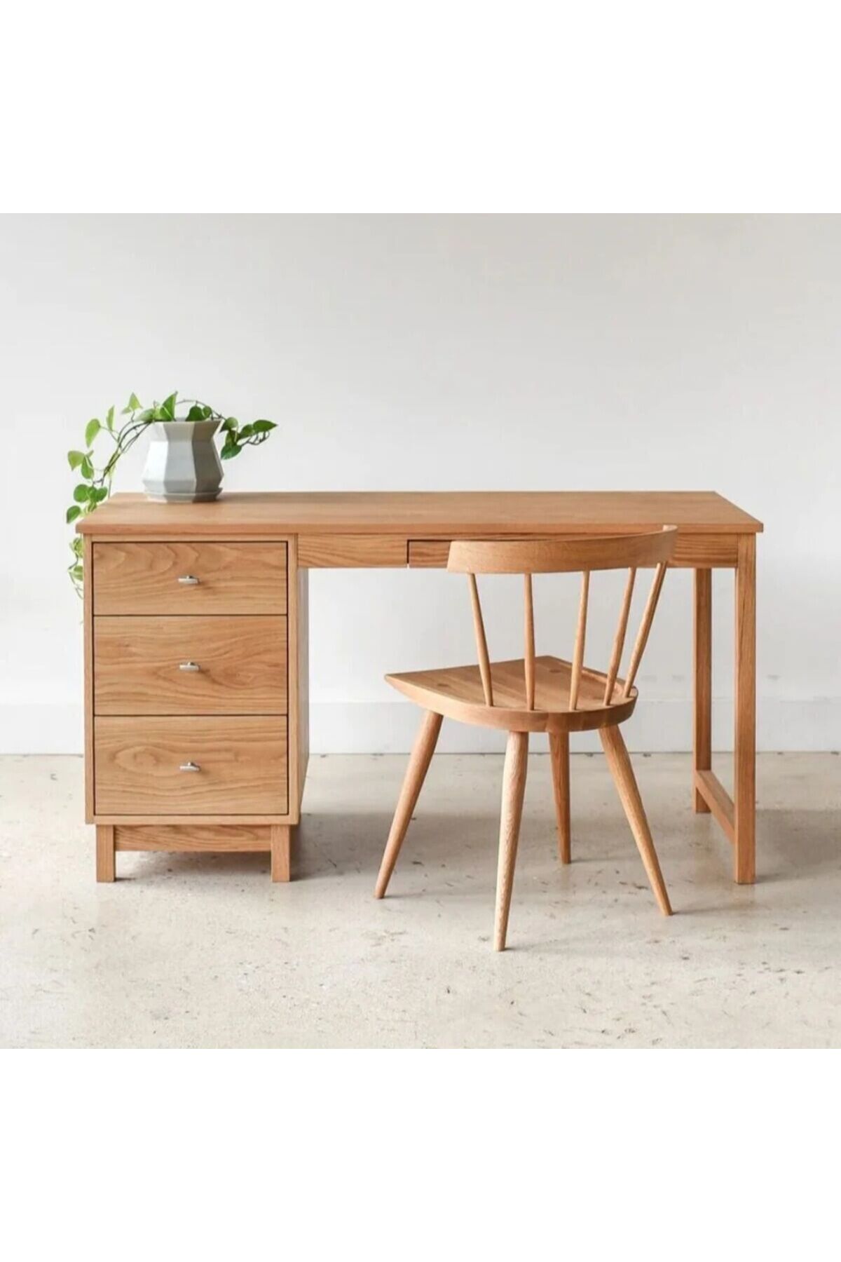 Masif Ahşap İskandinav stil modern çalışma masası