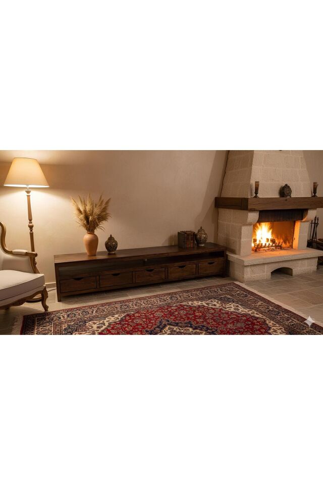 Winchester Masif Ahşap Çekmeceli Tv Ünite 250 cm