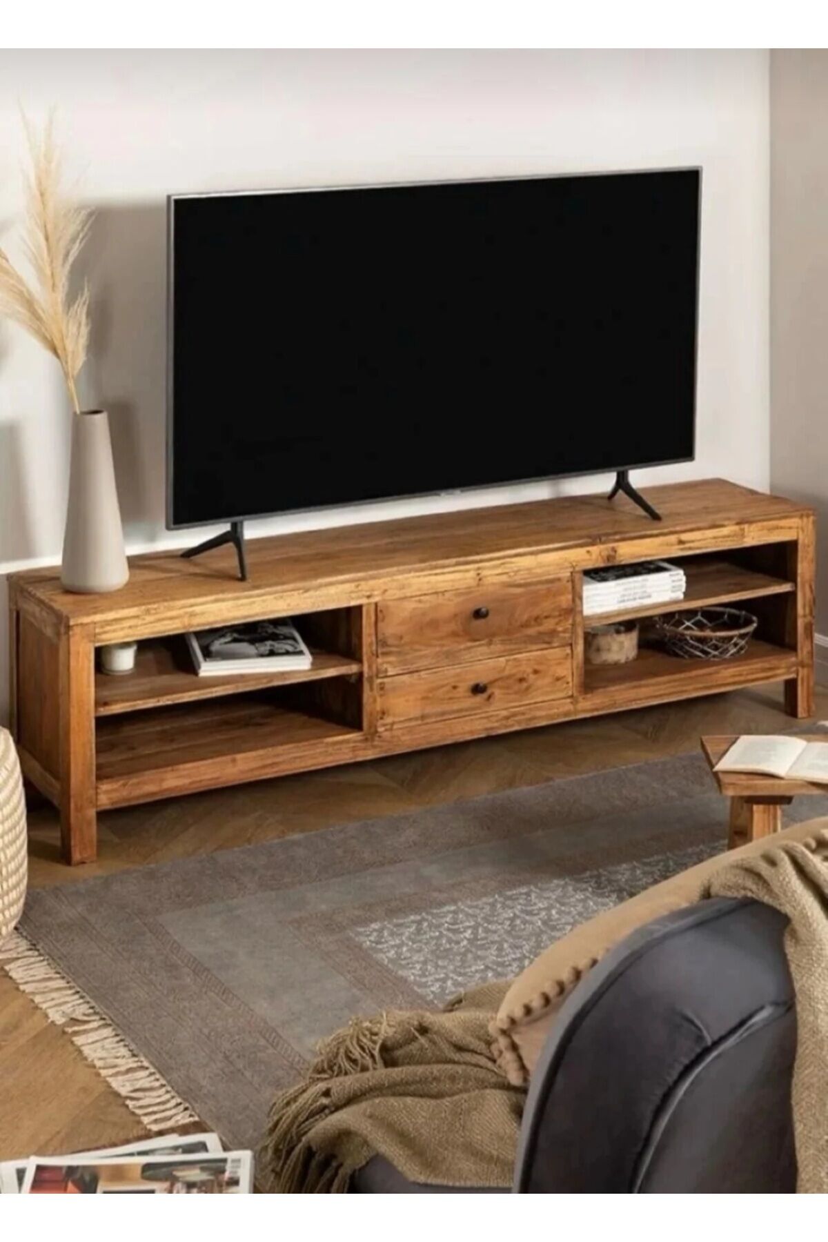  Vintage Model Masif Ahşap Tv Ünitesi