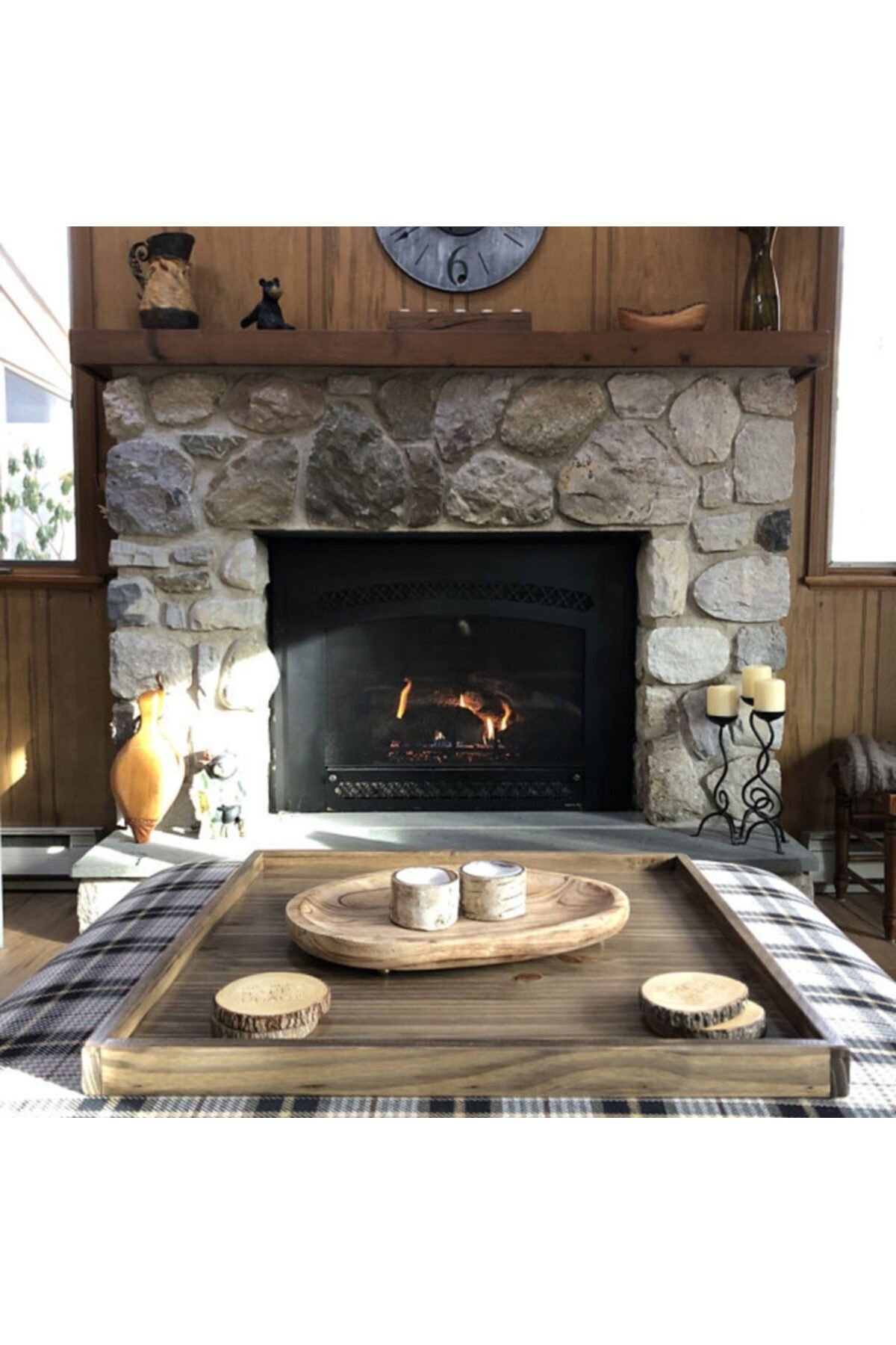  Ahşap Kahvaltı Tepsisi Büyük Boy Tepsi Ahşap Tepsi Ahşap Sunumluk Osmanlı Tepsisi 61x65cm