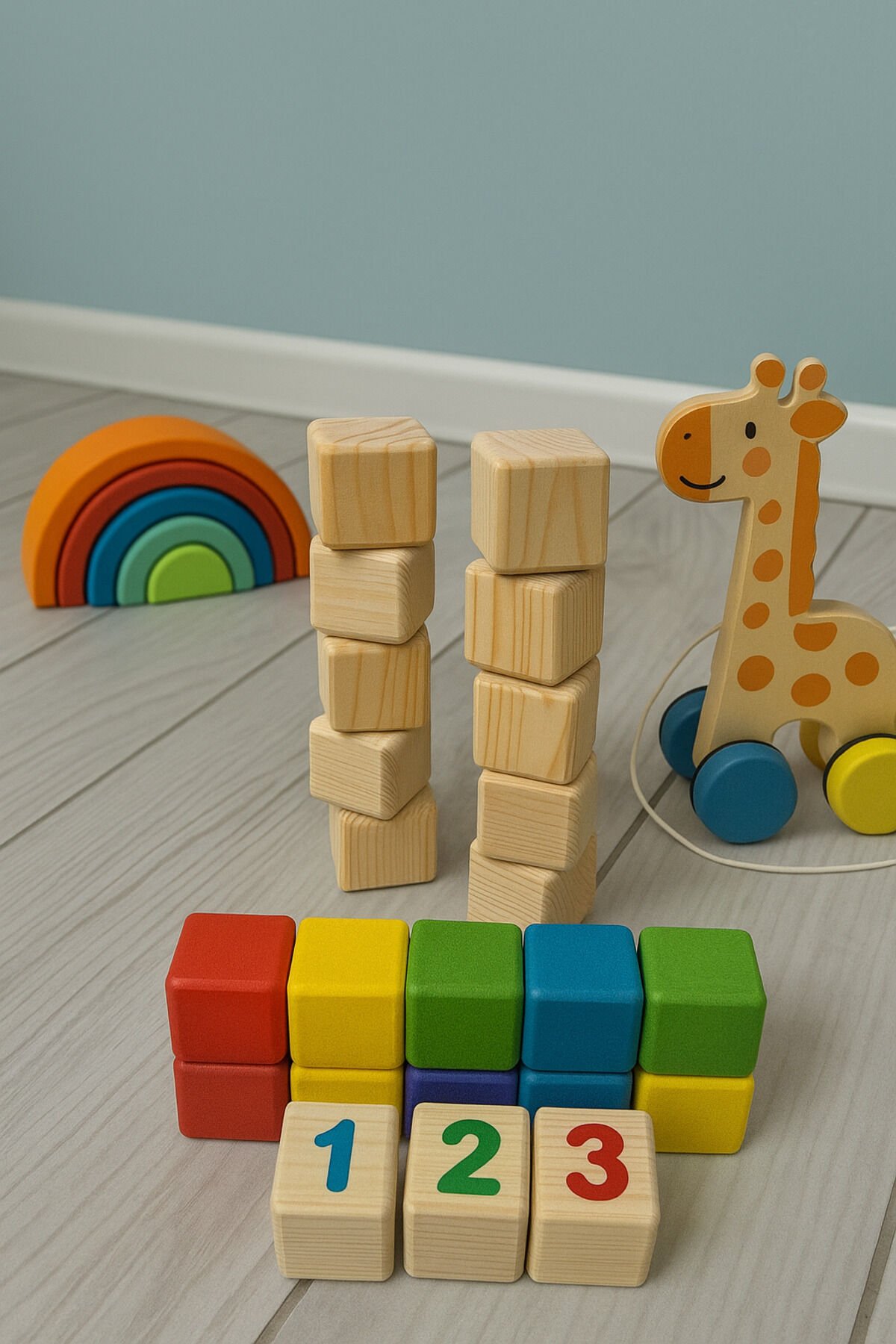  Doğal Ahşap 12 li Küp Bloklar Oyun Dekor İstifleme Küpleri Etkinlik Küpü Zeka Küpü Boyanabilir Küp