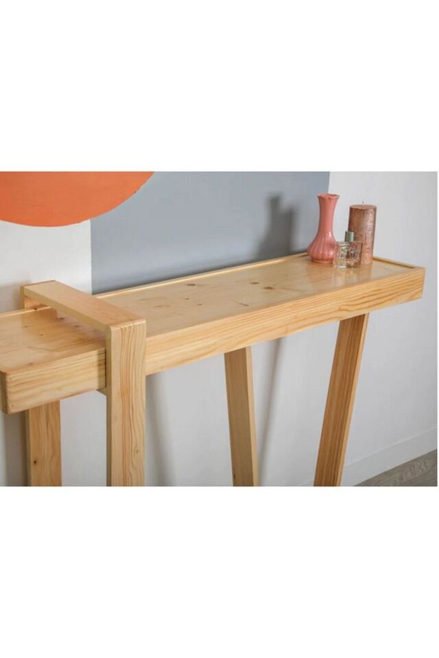  Özel Tasarım Masif Ahşap Dresuar Natural Renk 100x30xH85