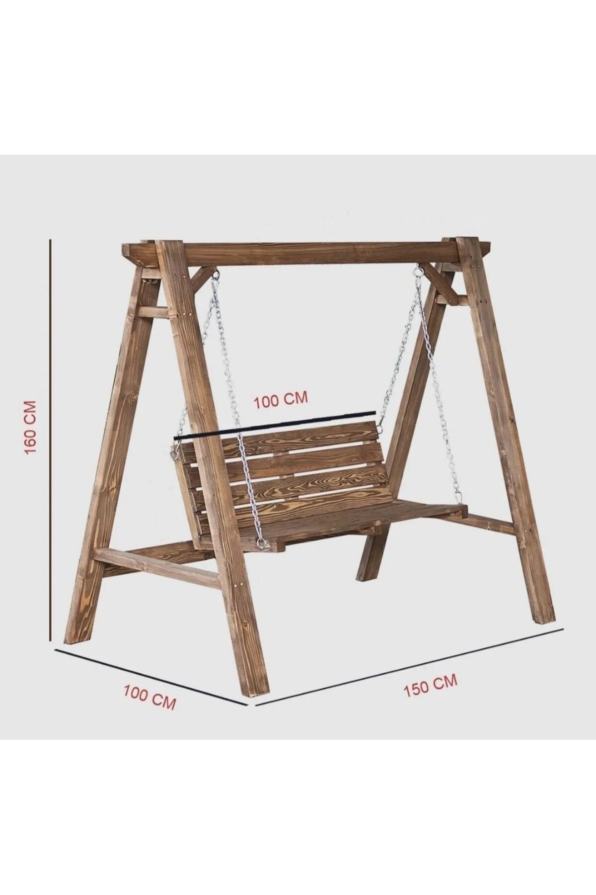  Doğal Ahşap Salıncak Bahçe Teras Salıncağı Ceviz renk