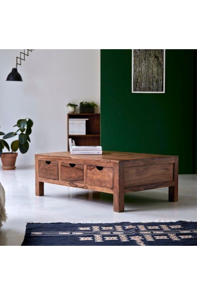  Winchester Masif Ahşap Çekmeceli Orta Sehpa