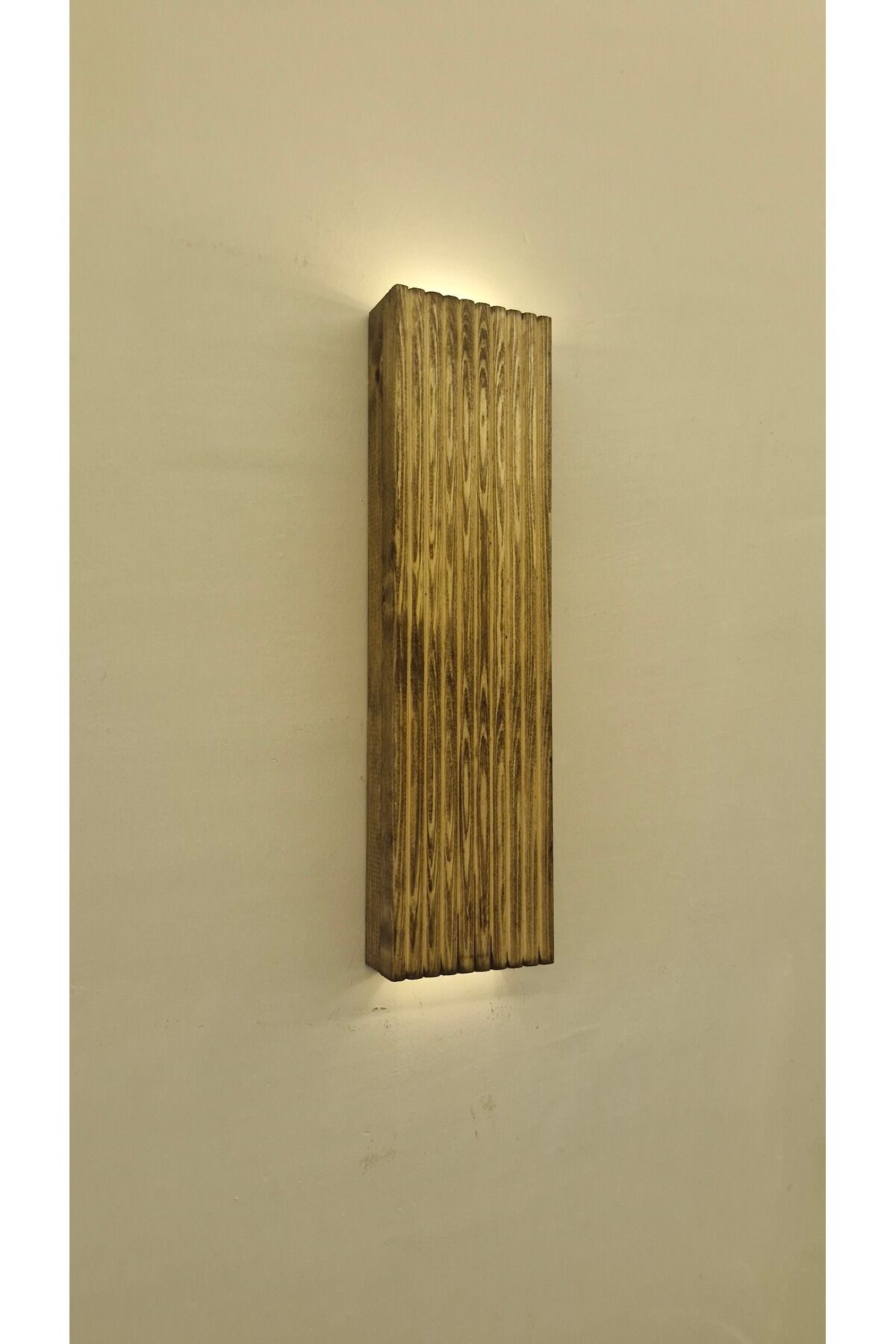  Ahşap Dekoratif Pilhariç Ledli Aplik Balkon Antre Aksesuarı Otel Cafe Villa Bohem Rustik Dekor 35cm