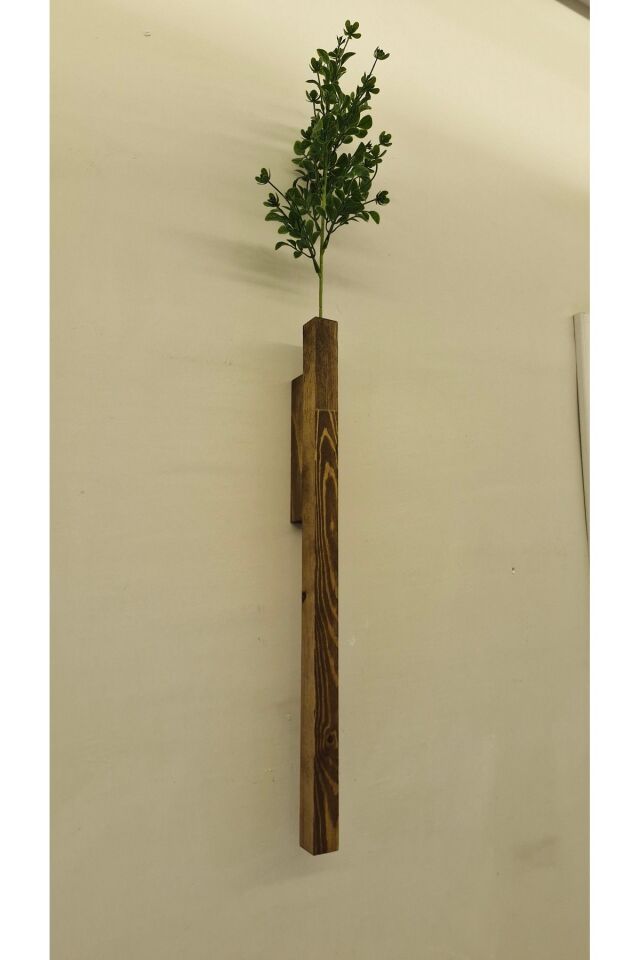  Dekoratif Ahşap Çiçeklik Duvar Dekoru Rustik Çiçeklik Yapay Çiçek Ev Antre Balkon Saksılık 50cm