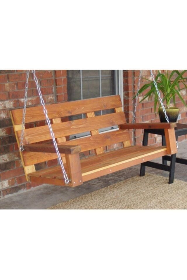  Balkon Teras Bahçe Ahşap Salıncak