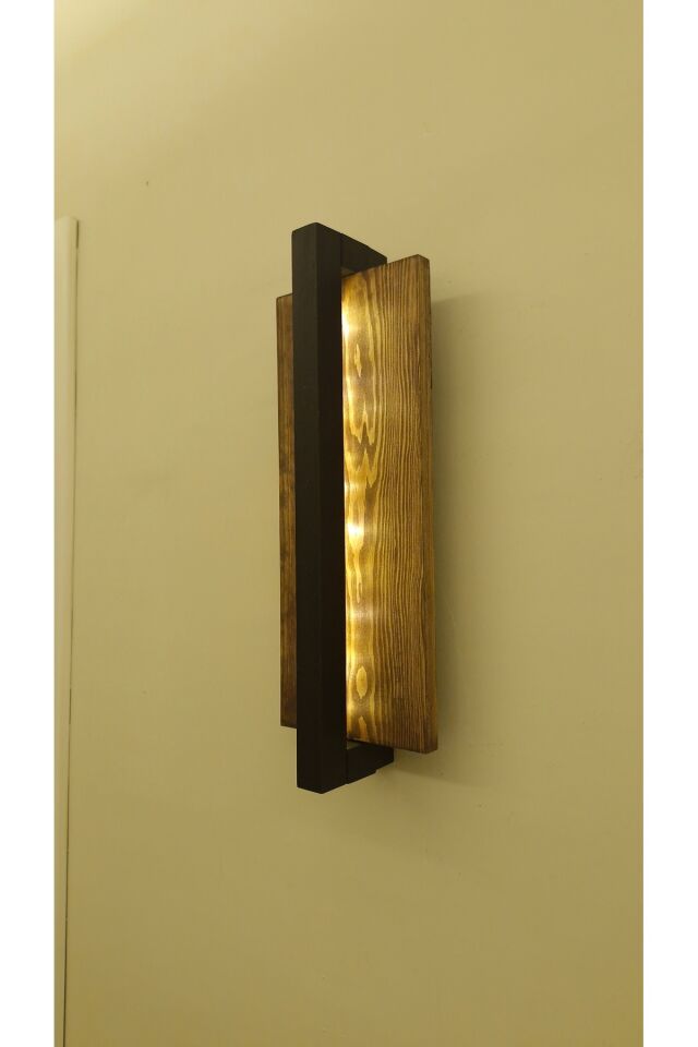  Ahşap Dekoratif Peri Ledli Aplik Duvar Balkon Antre Aksesuarı Otel Cafe Villa Bohem Rustik 40cm