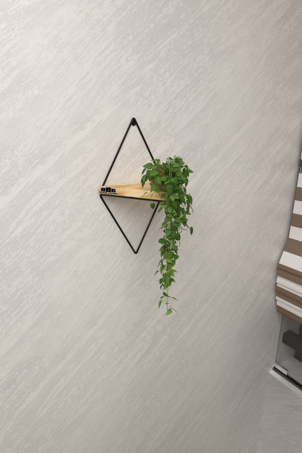  Tekli Lüks Dekoratif Duvar Rafı Doğal Masif Ahşap Balkon Rafı Tanzim Çiçeklik Saksılık