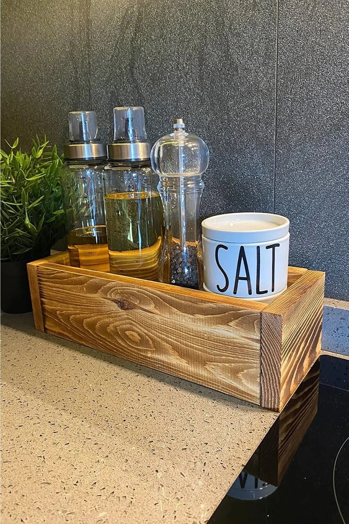  Lüx Ahşap Sandık Çok Amaçlı Organizer Mutfak Banyo Organizatör Sunum Standı