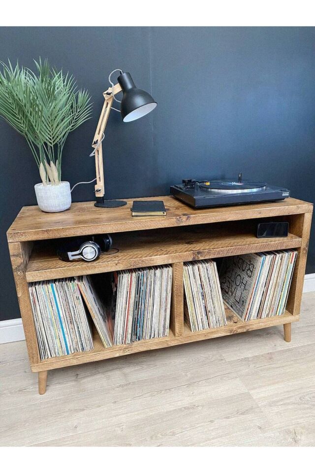  Plak Ve Pikap Sehpası, 37cm*90cm, Plak Çalar Standı Endüstriyel Masa