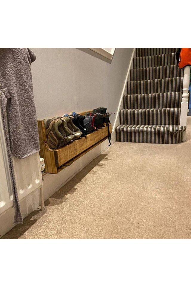  Ahşap Ayakkabılık, Ayakkabı Rafı , Uzunluk 90 cm, Duvar Tipi Ayakkabılık, Ayakkabı ve Terlik Rafı