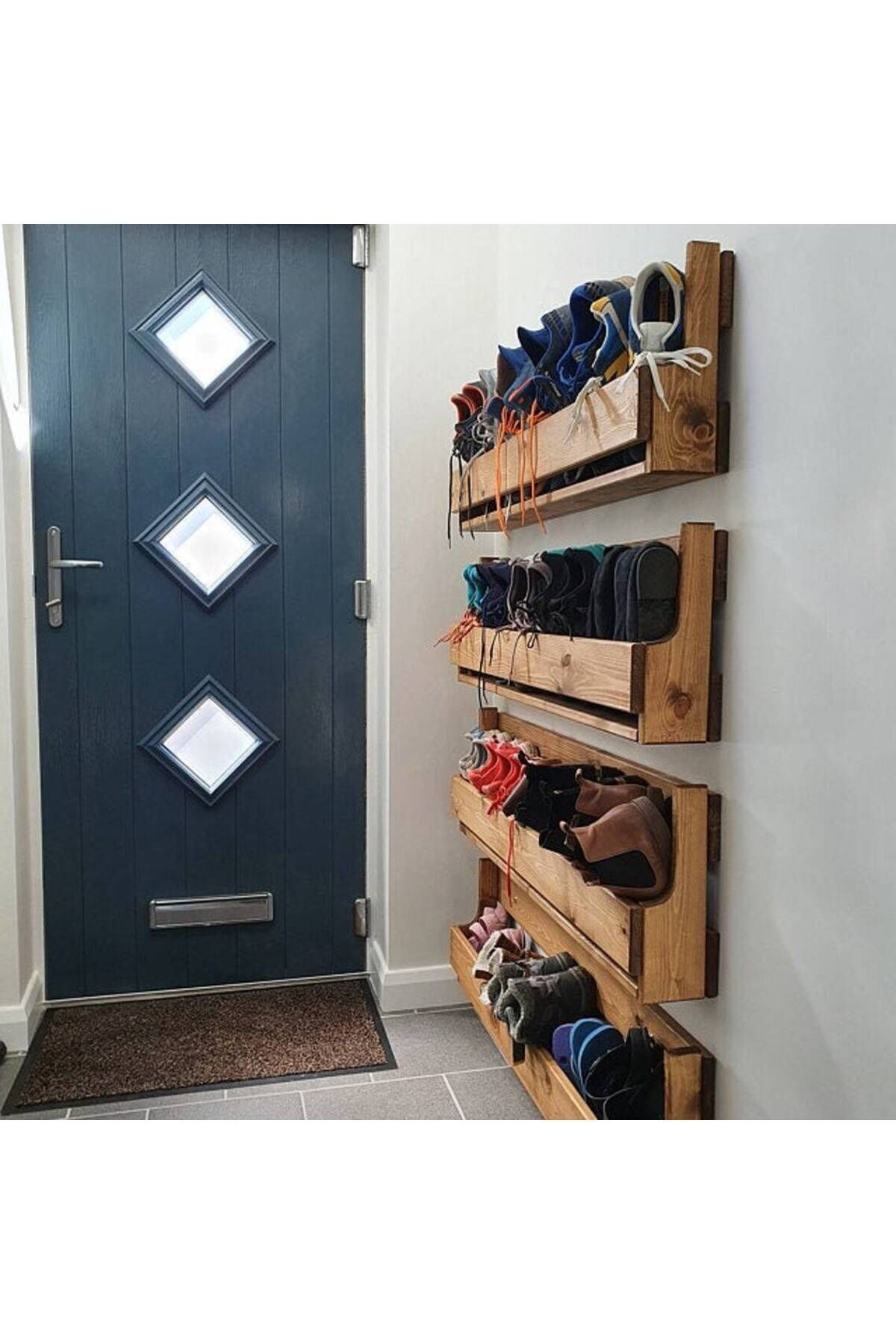  Ahşap Ayakkabılık, Ayakkabı Rafı , Uzunluk 90 cm, Duvar Tipi Ayakkabılık, Ayakkabı ve Terlik Rafı