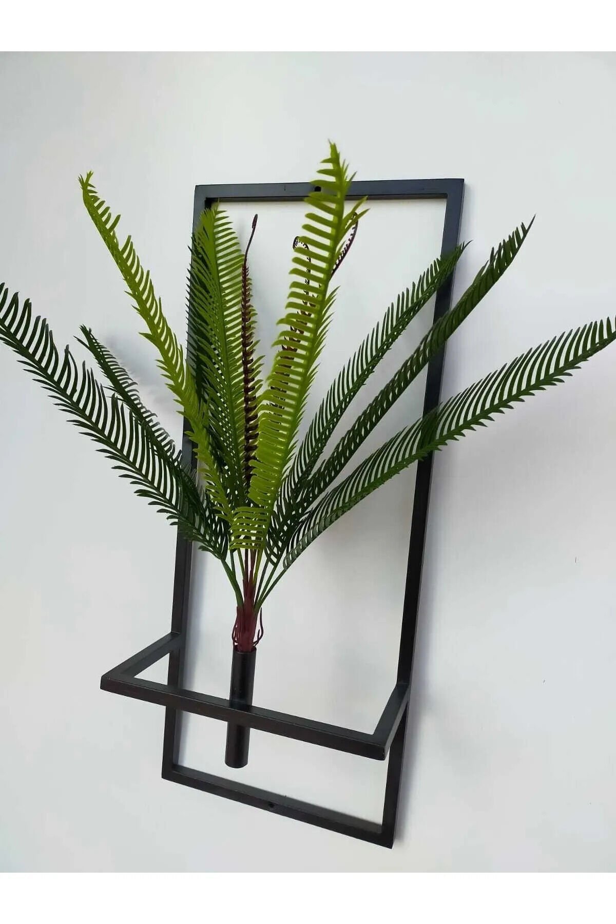  Dekoratif Metal Çiçeklik Ve Yapay Palmiye Areka Duvar Aksesuarı Dekoratif Salon Balkon Saksı