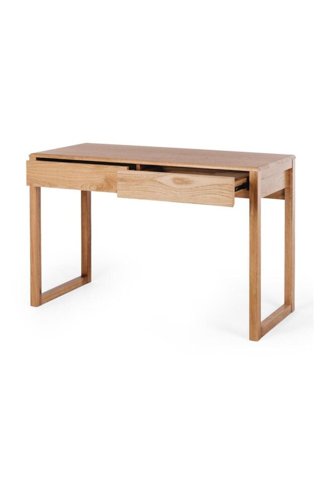  Ahşap vintage çift çekmeceli çalışma masası