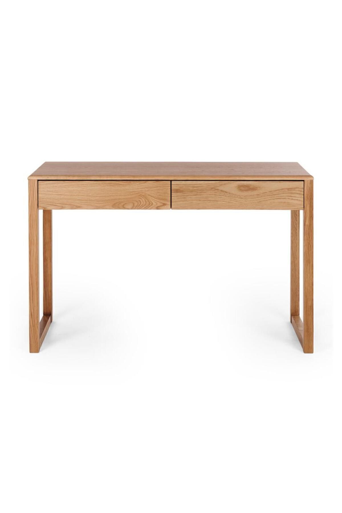  Ahşap vintage çift çekmeceli çalışma masası