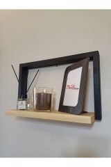 Lüx Dekoratif Ahşap Duvar Rafı Çiçeklik Fotoğraflık Duvar Dekoru Antre Hol Balkon Rafı Terek