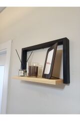 Lüx Dekoratif Ahşap Duvar Rafı Çiçeklik Fotoğraflık Duvar Dekoru Antre Hol Balkon Rafı Terek