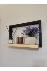 Lüx Dekoratif Ahşap Duvar Rafı Çiçeklik Fotoğraflık Duvar Dekoru Antre Hol Balkon Rafı Terek