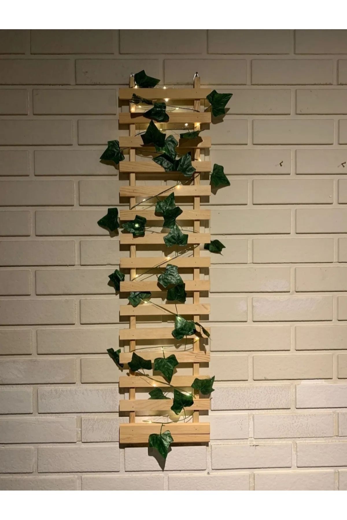  Ledli Pilli Çamağacı Ahşap Saksı Sarmaşıklı Standı Çiçeklik Kış Bahçesi Balkon Dekor Yapay Çiçek