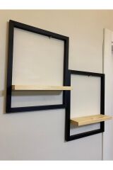 2' Li Lüx Dekoratif Siyah Ahşap Çerçeveli Raf Çiçeklik Duvar Süsü Ev Antre Hol Balkon Süsü