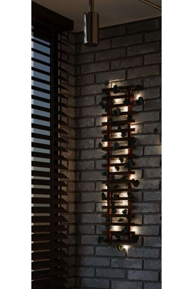 LED Işıklı Pilli Ahşap Çam Ağacı Saksı Standı