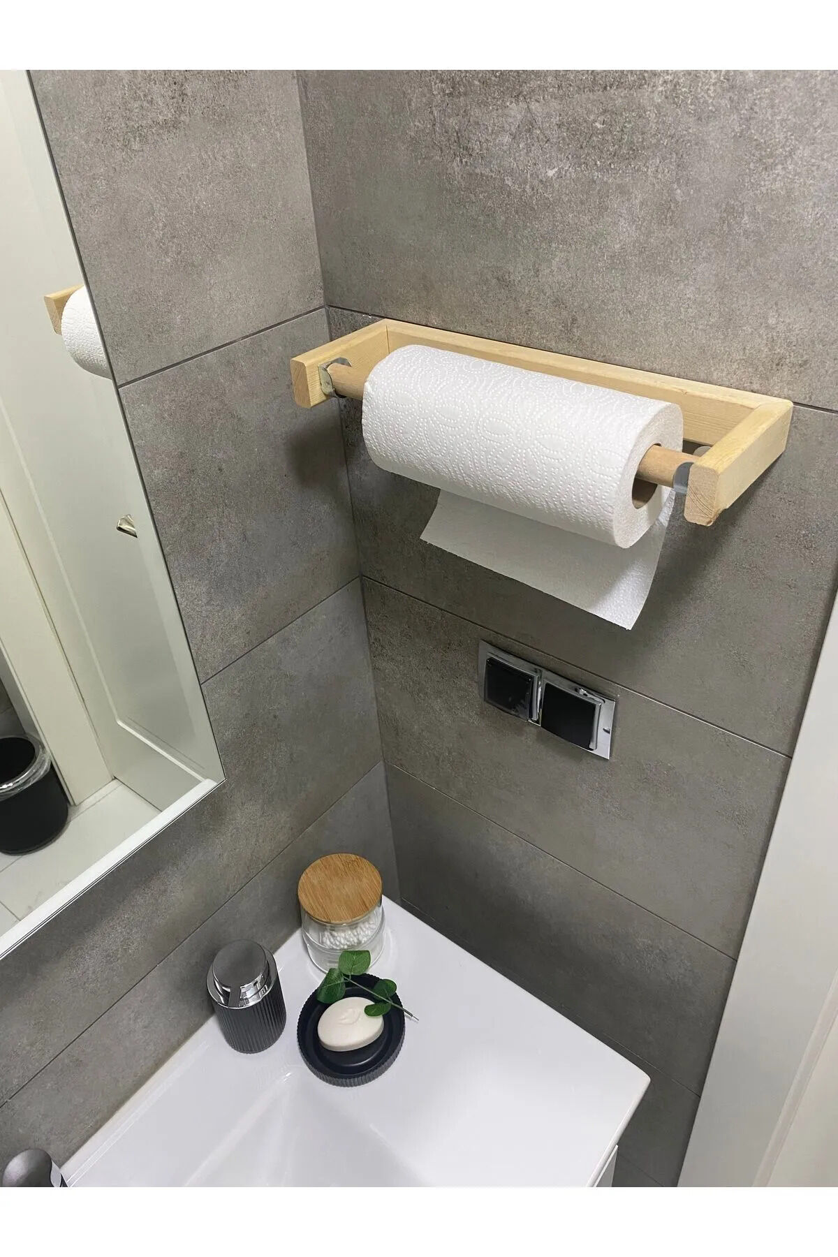 Havluluk Banyo Mutfak Kağıt Havlu El Havlusu Ahşap Rustik Bohem