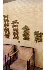 Peri Ledli Sarmaşıklı Ahşap Çiçeklik Balkon Dekor Gece Lambası Yapay Çiçek Dekoratif Aydınlatma