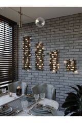 Peri Ledli Sarmaşıklı Ahşap Çiçeklik Balkon Dekor Gece Lambası Yapay Çiçek Dekoratif Aydınlatma