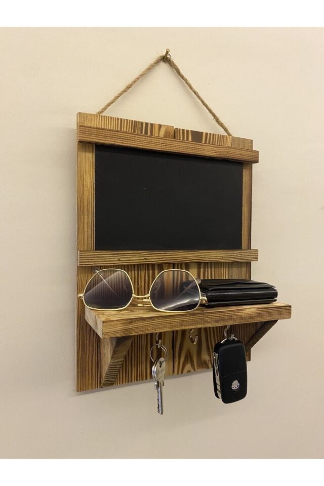  Doğal Ahşap Yazı Tahtalı Anahtarlık Anahtar Askısı Not Panosu