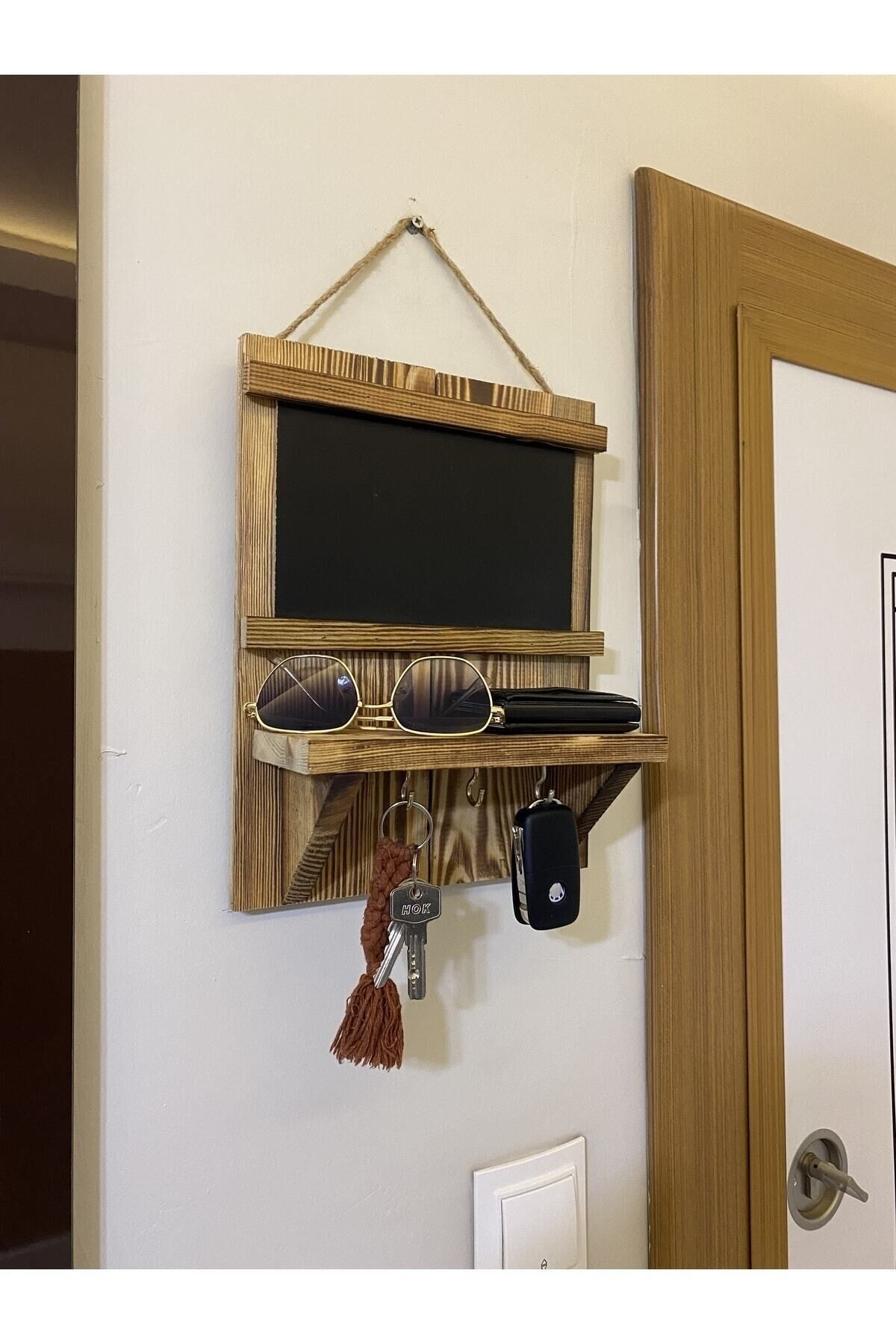  Doğal Ahşap Yazı Tahtalı Anahtarlık Anahtar Askısı Not Panosu