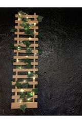 Ledli Pilli Çamağacı Ahşap Saksı Sarmaşıklı Standı Çiçeklik Kış Bahçesi Balkon Dekor Yapay Çiçek