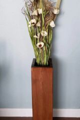 Dekoratif Ahşap Pampas Yapay Çiçek Vazosu 48 Cm