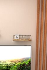 Masif Doğal Ahşap Duvar Rafı Kitaplık Terek Mutfak Rafı Dekoratif Raf