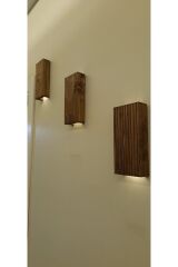 Ahşap Dekoratif Ledli Aplik Duvar Balkon Antre Aksesuarı Otel Cafe Villa Bohem Dekor Piiler Hariç